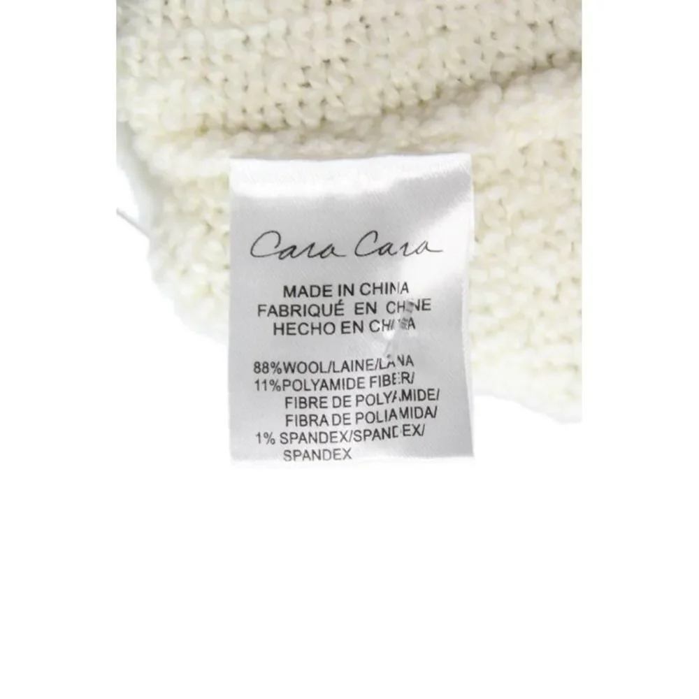 Cara Cara Womens Ivory V Neck Wool Blend Cardigan Long Sleeve Size S